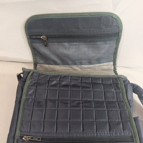 LUG Moped Quilted Crossbody Bag Purse Shoulder Navy Blue Grey Travel Messenger - Picture 6 of 14